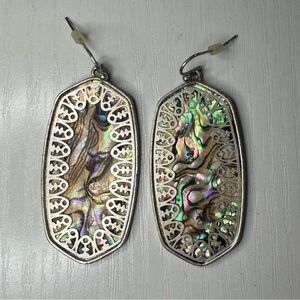 Statement Silver and Abalone Shell Earrings with Intricate Scalloped Overlay